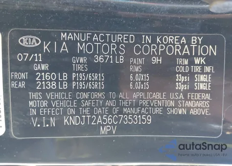 2012 Kia Soul from USA, damaged, VIN KNDJT2A56C7353159